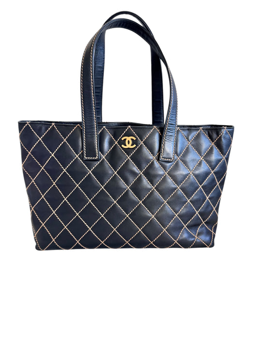 Chanel Wild Stitch Lambskin Tote (Black)