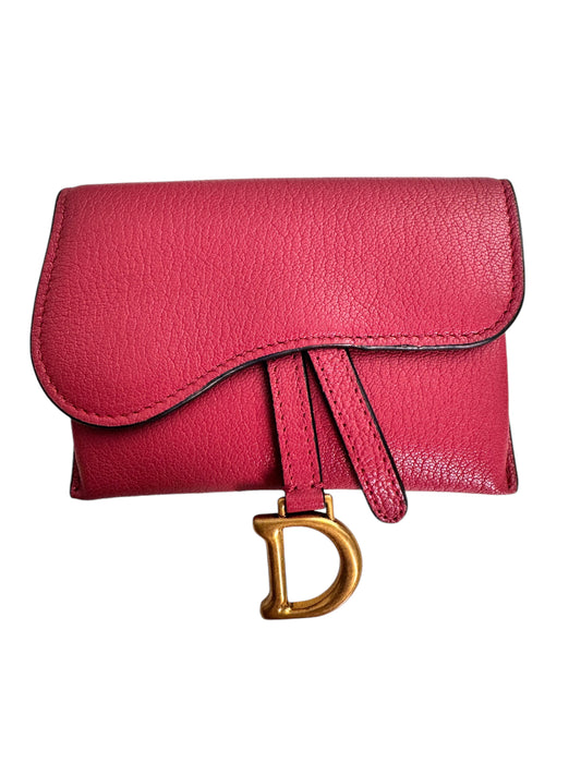 Christian Dior Saddle Nano Wallet/Pouch on a Chain Pink Leather