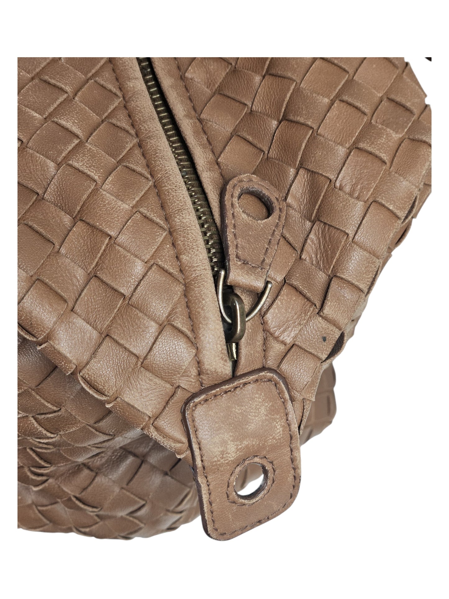 Bottega Veneta Intrecciato Leather Boston Bag (Brown)