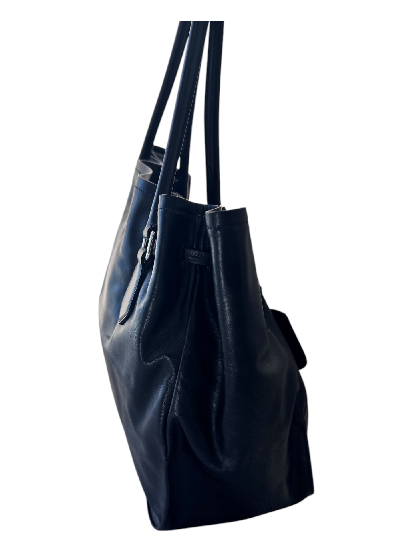 Prada Drawstring Tassel Leather Tote (Black)