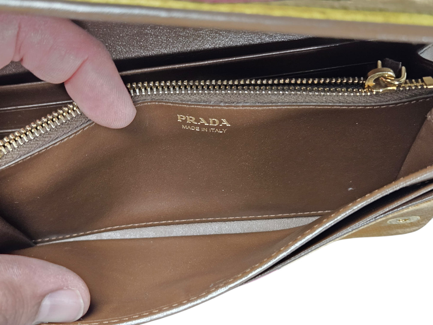 Prada Cahier Printed Velvet Flap Wallet