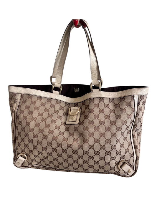 Gucci Abbey Line D Ring Tote Bag (Beige)